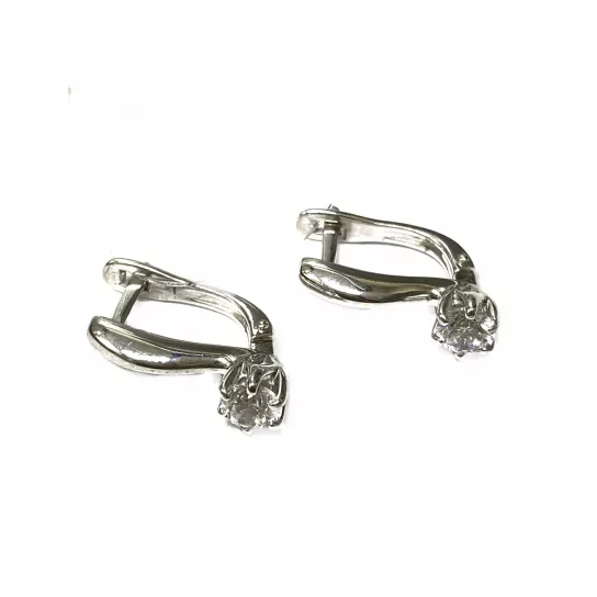Серьги с фианитом из серебра