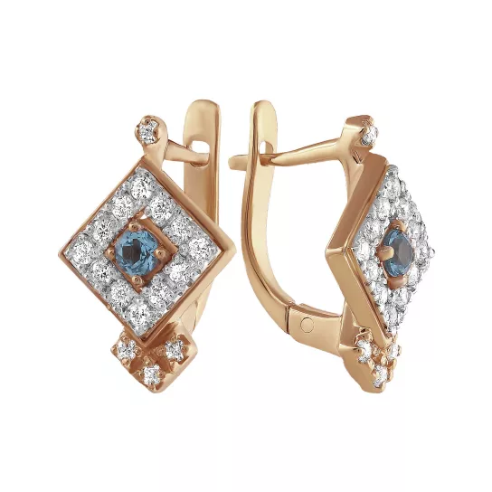 Серьги с фианитом из золота