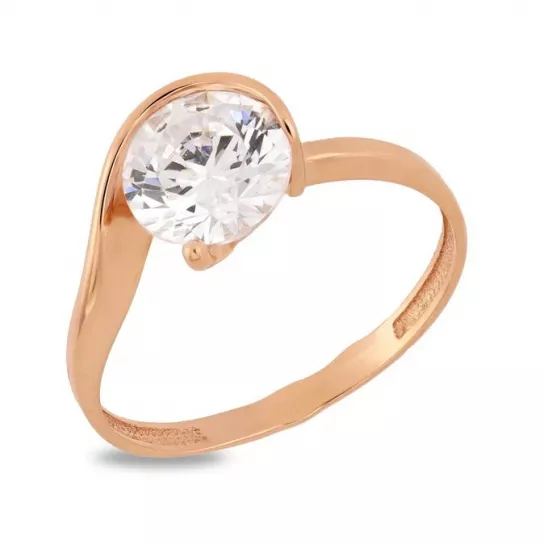 Кольцо с фианитом из золота