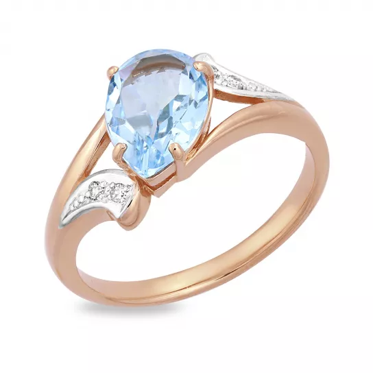 Кольцо с топазом и фианитом из золота