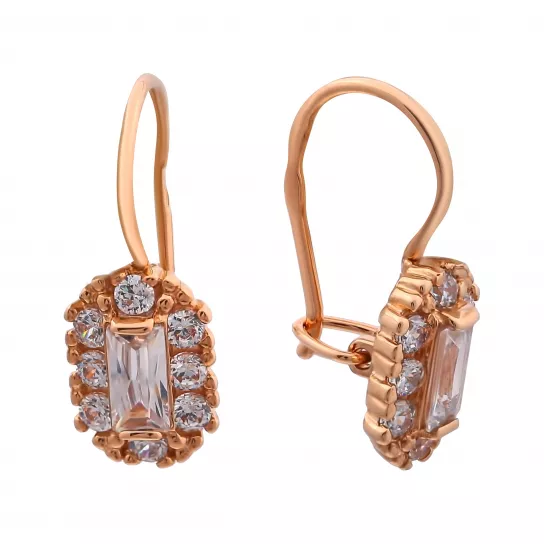 Серьги с фианитом из золота