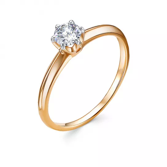 Кольцо с фианитом из золота