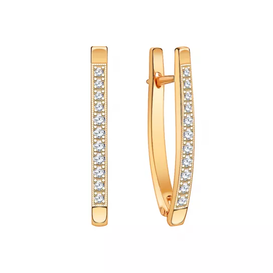 Серьги с фианитом из золота