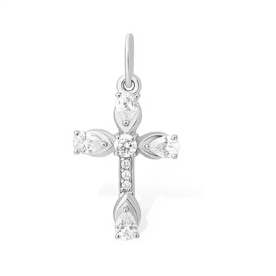 Крест с фианитом из серебра