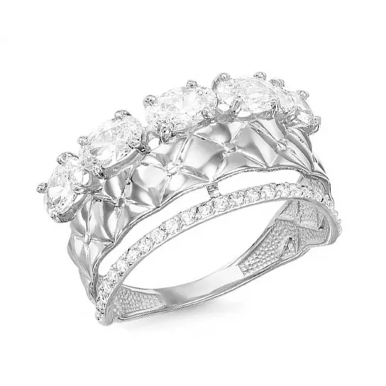 Кольцо с фианитом из серебра