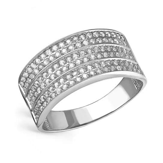 Кольцо с фианитом из серебра