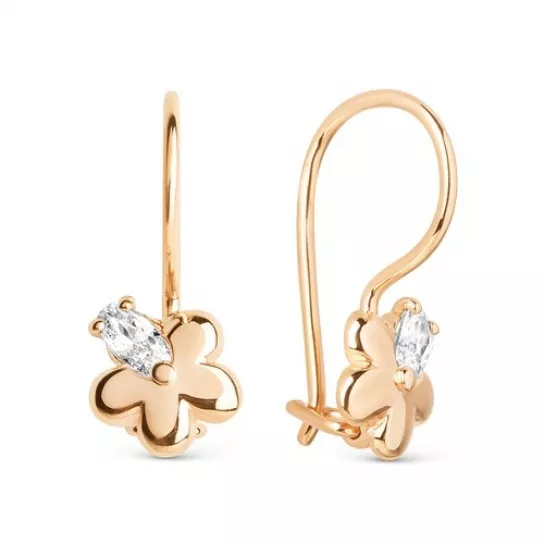 Серьги детские с фианитом из золота