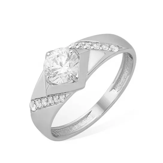 Кольцо с фианитом из серебра