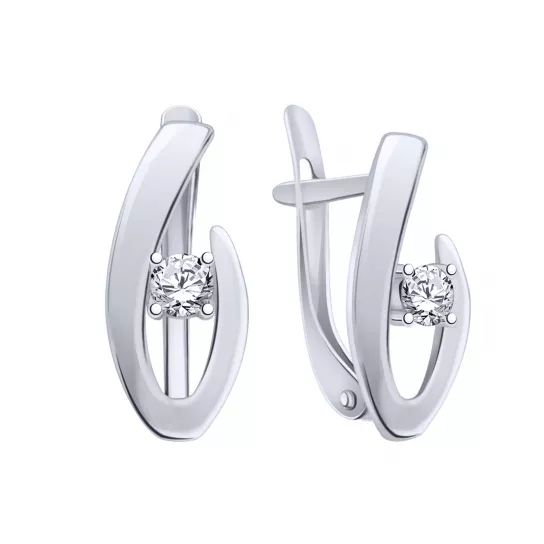 Серьги с фианитом из серебра