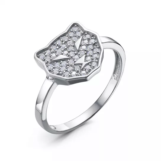 Кольцо с фианитом из серебра