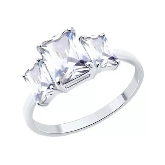 Кольцо с фианитом из серебра