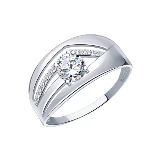 Кольцо с фианитом из серебра