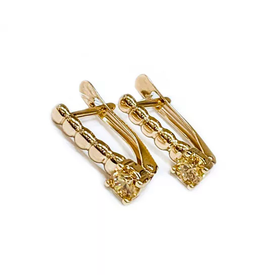 Серьги с фианитом из золота
