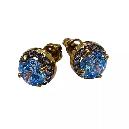 Пусеты с фианитом из золота