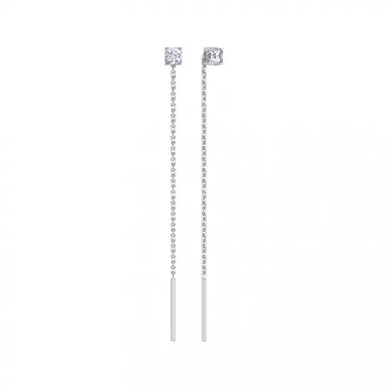 Серьги-продевки с фианитом из серебра