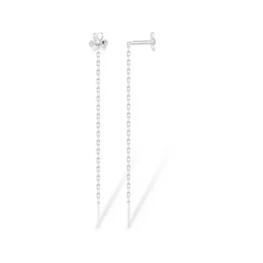 Серьги-продевки с фианитом из серебра