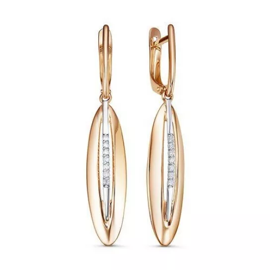 Серьги с фианитом из золота