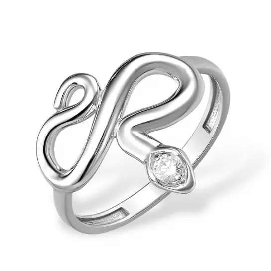 Кольцо с фианитом из серебра