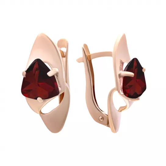 Серьги с гранатом из золота