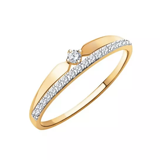 Кольцо с фианитом из золота