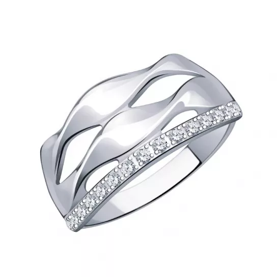Кольцо с фианитом из серебра