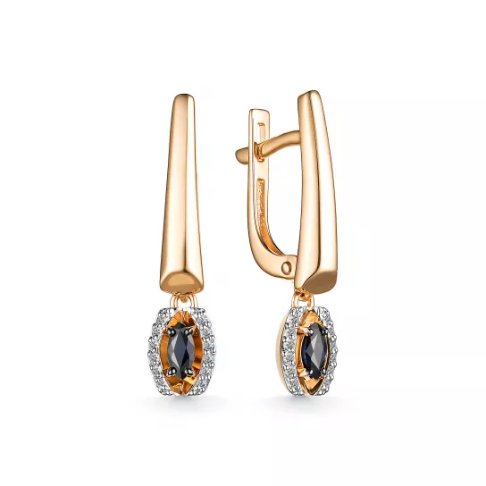 Серьги с бриллиантами с сапфиром из золота