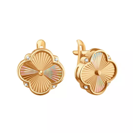 Серьги с фианитом из золота