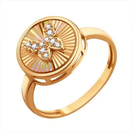 Кольцо с фианитом из золота