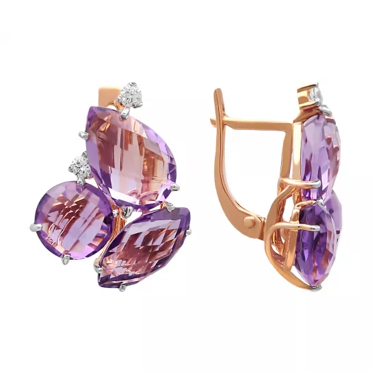 Серьги с аметистом из золота