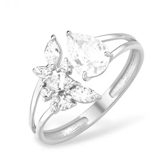 Кольцо с фианитом из серебра