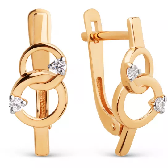 Серьги с фианитом из золота