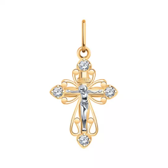 Крест с фианитом из золота