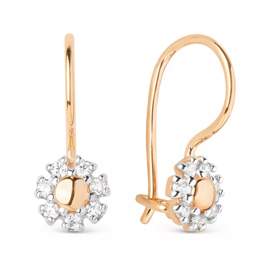 Серьги детские с фианитом из золота