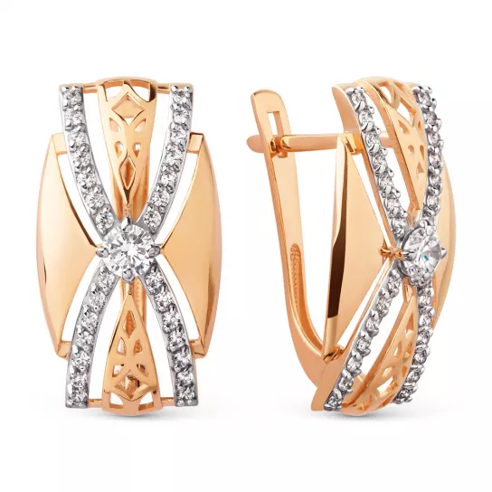 Серьги с фианитом из золота