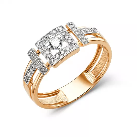 Кольцо с фианитом из золота