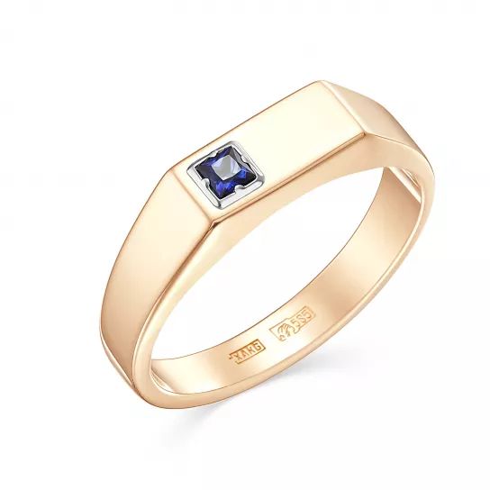 Кольцо-печатка с сапфиром из золота