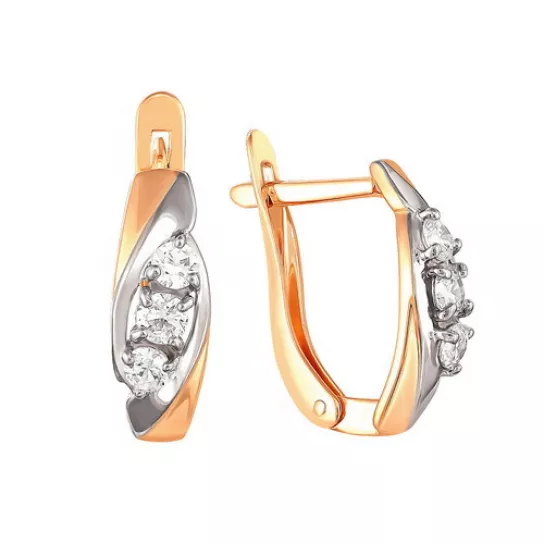 Серьги с фианитом из золота