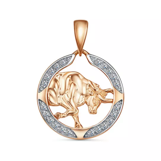 Подвеска зодиак с фианитом из золота