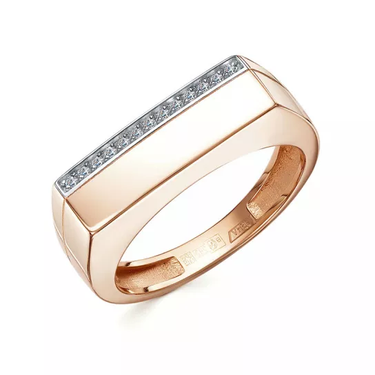 Кольцо-печатка с фианитом из золота