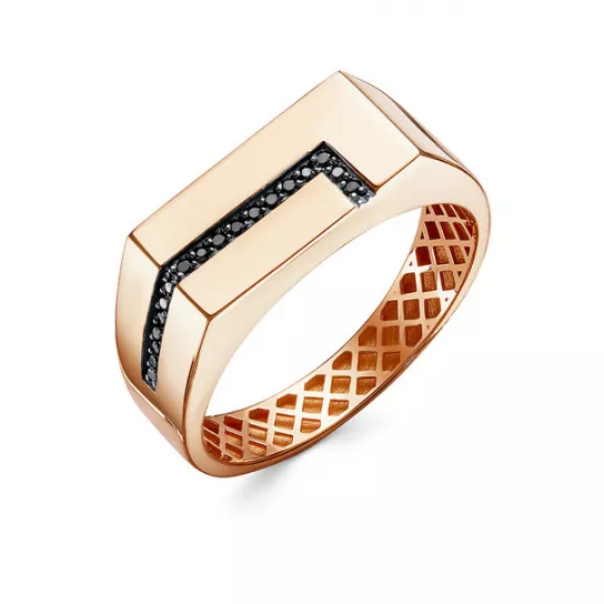 Кольцо-печатка с фианитом из золота