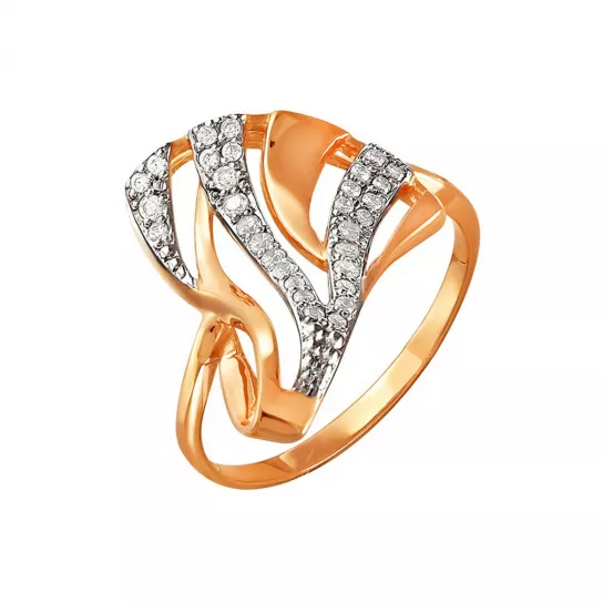 Кольцо с фианитом из золота