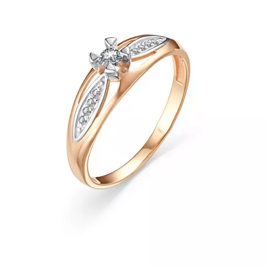 Кольцо с фианитом из золота