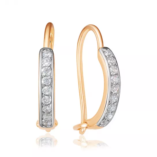 Серьги с фианитом из золота