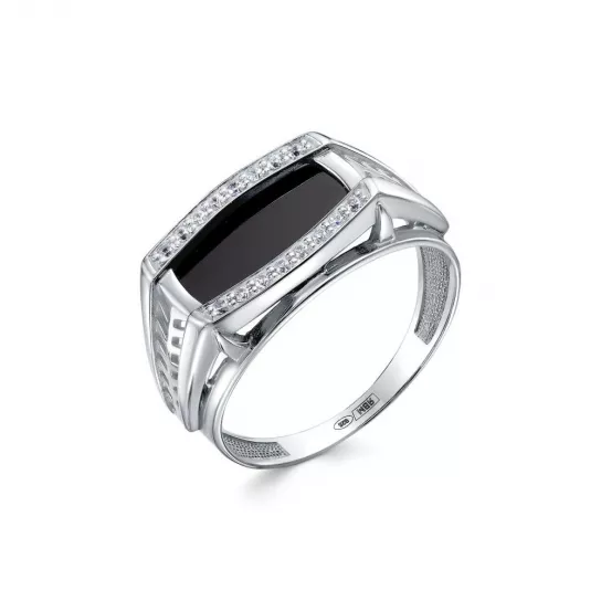 Кольцо-печатка с фианитом из серебра