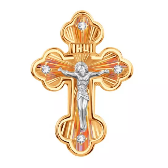Крест с фианитом из золота
