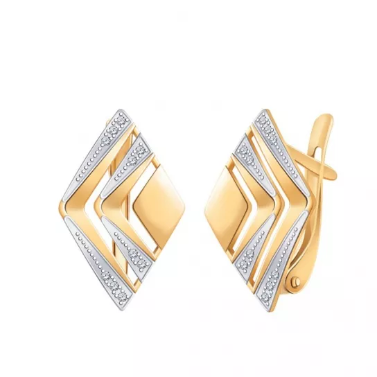 Серьги с фианитом из золота
