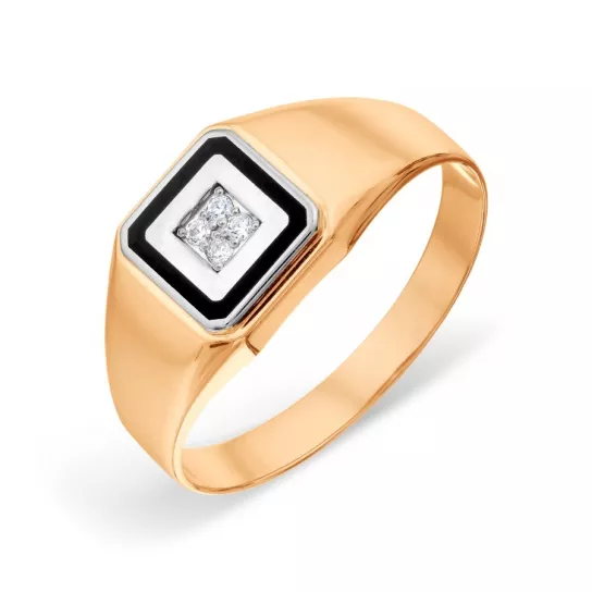 Кольцо-печатка с фианитом из золота