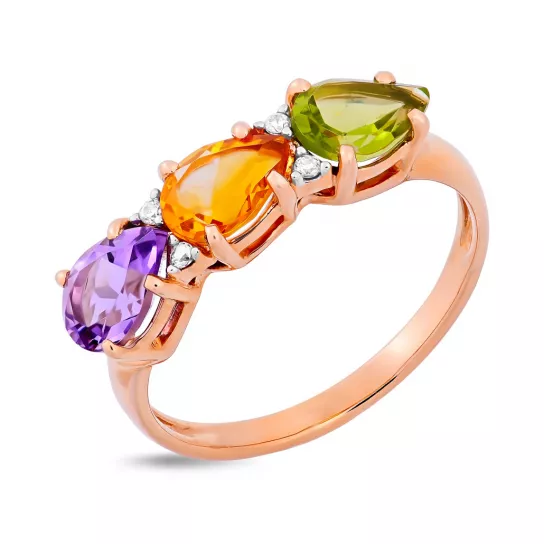 Кольцо с камнями из золота